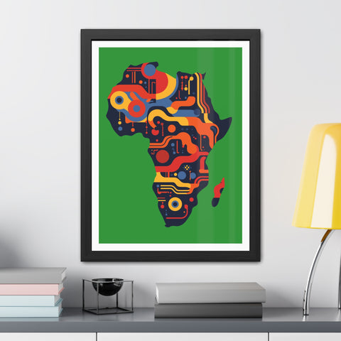 Africa 3 - Colorful African Map Framed Poster - Tech-Inspired Art for Modern Decor