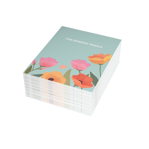 Floral "This Deserves Tequila" Greeting Card — Sympathy / Thinking Of You Greeting Card - Illustrated, Moving