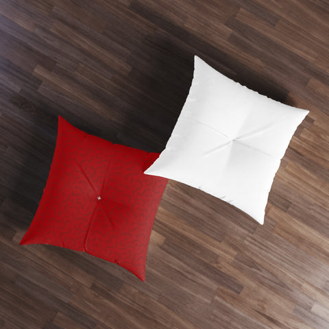 Out of Whack (Red) - Tufted Floor Pillow, Square