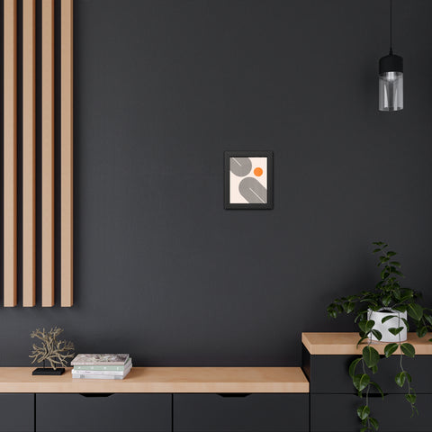 Brenda 1 - Modern Abstract Framed Poster with Geometric Design and Orange Accent