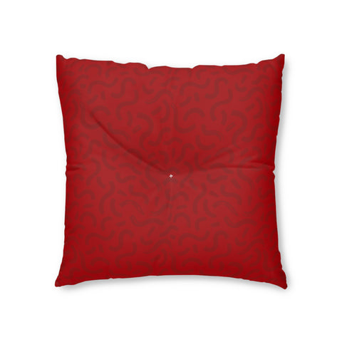 Out of Whack (Red) - Tufted Floor Pillow, Square