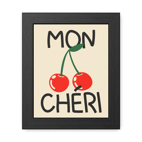 Mon Cheri Cherry Framed Poster - Fun Wall Art for Home Decor
