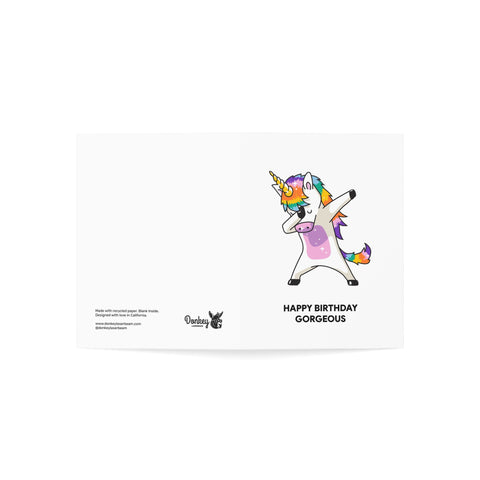 "Happy Birthday Gorgeous" Unicorn Greeting Card — Birthday Greeting Card - Illustrated, Funny, Snarky, Modern