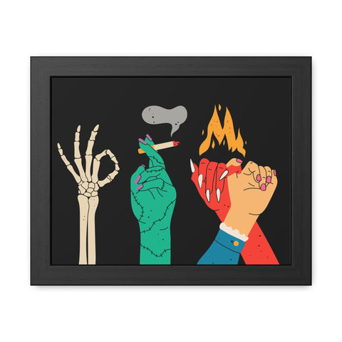Hands Up - Bold Graphic Framed Posters - Edgy Art for Home Decor