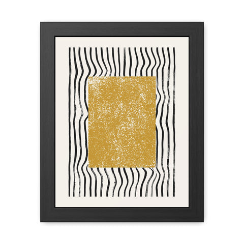Ink Block 1 - Modern Abstract Framed Poster - Yellow and Black Art for Home Decor