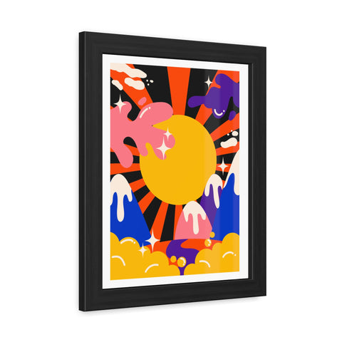 Grimland 3 - Vibrant Framed Poster - Retro Sunburst Art for Modern Decor