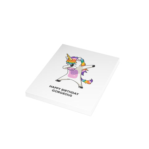 "Happy Birthday Gorgeous" Unicorn Greeting Card — Birthday Greeting Card - Illustrated, Funny, Snarky, Modern