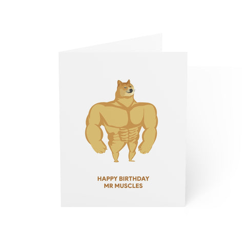“Happy Birthday Mr Muscles” Muscle Doge Birthday Card — Birthday Greeting Card - Illustrated, Funny, Snarky, Modern