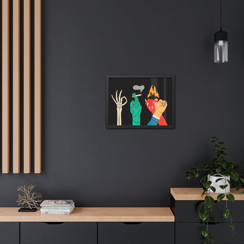 Hands Up - Bold Graphic Framed Posters - Edgy Art for Home Decor