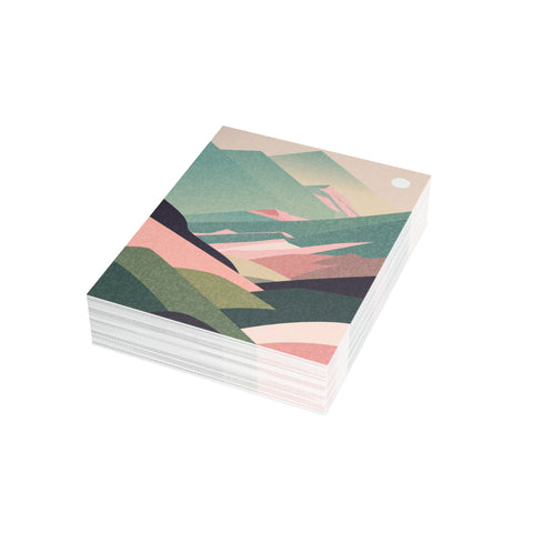 Scenic Pastel Mountains Greeting Cards — Abstract Greeting Card - Illustrated, Beautiful, any occasion