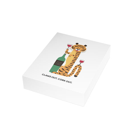"Claws Out. Cork Out." Tiger Greeting Card — Humorous Greeting Card - Illustrated, Funny, Snarky, Modern