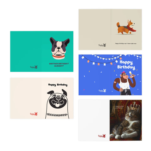 Happy Birthday 5-Pack Variety Greeting Cards Set