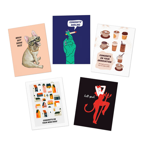 Congratulations 5-Pack Variety Greeting Cards Set