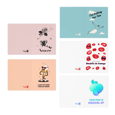 Love, I love you, valentine (Greeting card Set no 2) - 5-Pack Variety Greeting Cards Set