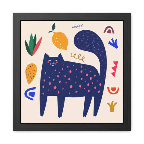 Cat Lounger 3 - Whimsical Cat Framed Poster - Playful Art for Cat Lovers