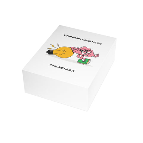 “Your Brain Turns Me On, Pink and Juicy” Valentine Greeting Card — Valentine Greeting Card - Illustrated, Funny, Snarky, Modern