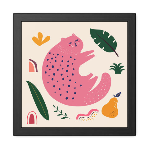 Cat lounger 1 - Whimsical Cat Framed Poster - Playful Wall Art for Cat Lovers