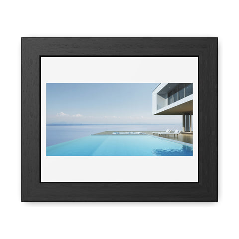 Infinity - Modern Minimalist Framed Poster - Serene Poolside View for Home Decor
