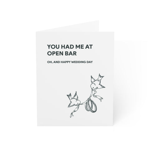 "You Had Me at Open Bar" Wedding Greeting Card — Wedding / Engagement Greeting Card - Illustrated, Funny, Snarky, Modern