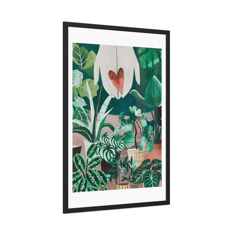 Green Thumb - Botanical Heart Framed Poster - Nature-Inspired Wall Art for Plant Lovers
