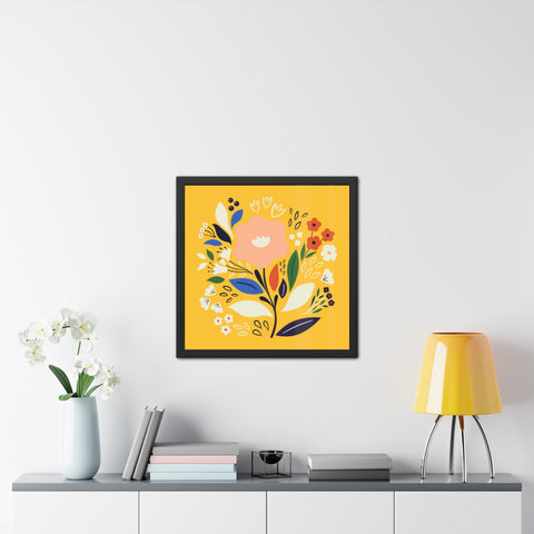 Bloom 1 - Bright Floral Framed Poster - Cheerful Wall Art for Home Decor