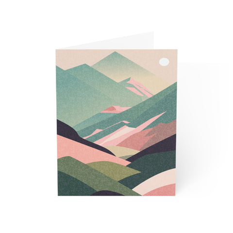 Scenic Pastel Mountains Greeting Cards — Abstract Greeting Card - Illustrated, Beautiful, any occasion