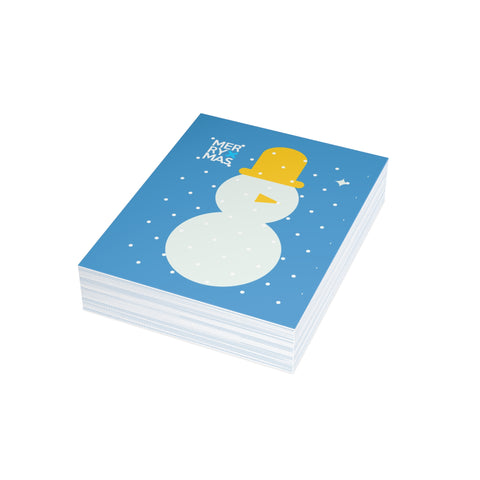 "Merry Xmas" Snowman Greeting Card — Christmas / Holiday Greeting Card - Illustrated, Modern