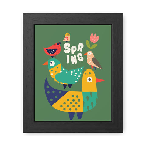 Childrana 3 - Colorful Spring Birds Framed Poster - Vibrant Wall Art for Home Decor