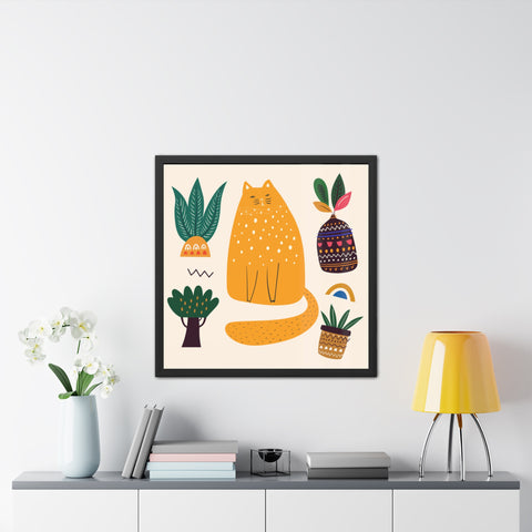 Cat Lounger 2 - Whimsical Cat Framed Poster - Cozy Home Decor for Cat Lovers