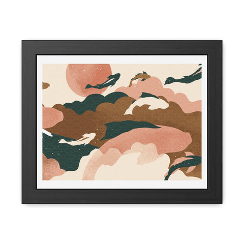 Koi Wind 2 - Artistic Framed Posters: Serene Dolphin & Sunset Wall Decor