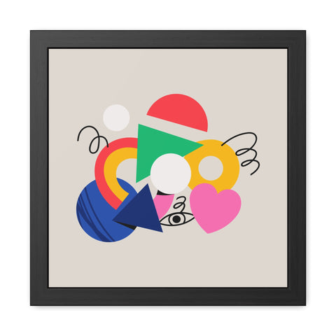 Cluster 1 - Vibrant Abstract Framed Poster - Modern Geometric Wall Art for Home Decor