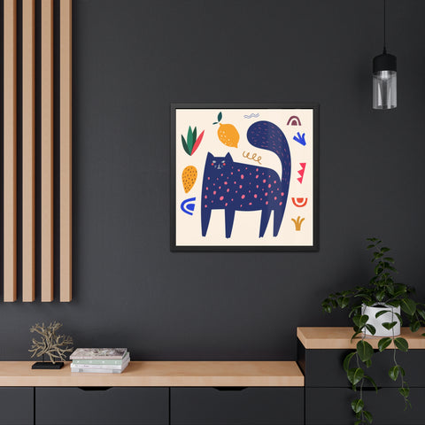 Cat Lounger 3 - Whimsical Cat Framed Poster - Playful Art for Cat Lovers