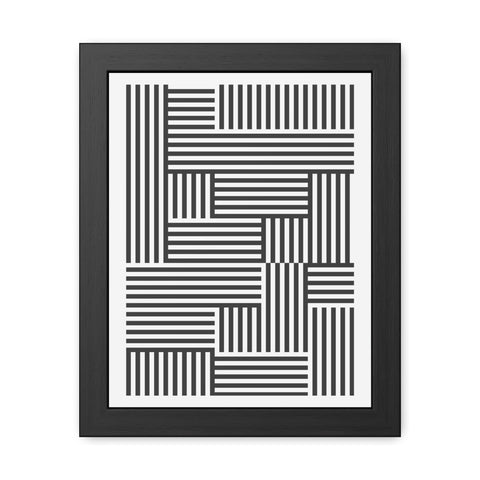 Gridline 4 - Modern Black and White Framed Poster - Minimalist Geometric Wall Art for Home Decor