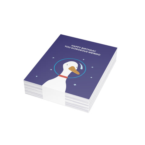 “Happy Birthday You Gorgeous Weirdo” Cute Duck Greeting Card — Birthday Greeting Card - Illustrated, Funny, Snarky, Modern