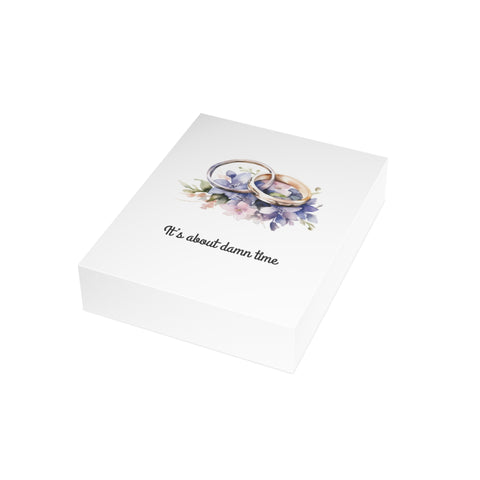 “It's About Damn Time” Engagement Greeting Card — Wedding / Engagement Greeting Card - Illustrated, Funny, Snarky, Modern