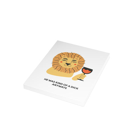'He Was Kind of a Dick Anyway' Lion Greeting Card — Funny Graphic Greeting Card - Illustrated, Funny, Snarky, Modern
