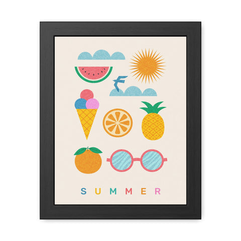 Summer 2 - Summer Vibes Framed Poster - Colorful Beach & Fruit Art for Home Decor