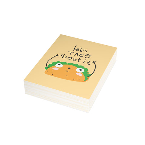 "Let’s Taco 'Bout It" Cute Taco Greeting Card — Friendship / Best Friends Greeting Card - Illustrated, Funny, Snarky, Modern