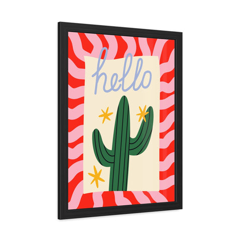 Hello Cactus Framed Poster – Colorful Wall Art for Home Decor