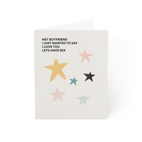 "Hey Boyfriend Lets Have Sex" Romantic Greeting Card — Love / Couple Greeting Card - Illustrated, Funny, Snarky, Modern