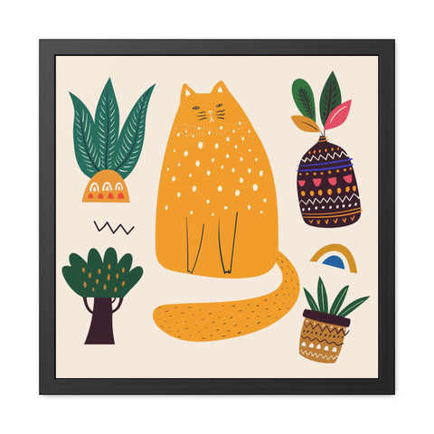 Cat Lounger 2 - Whimsical Cat Framed Poster - Cozy Home Decor for Cat Lovers