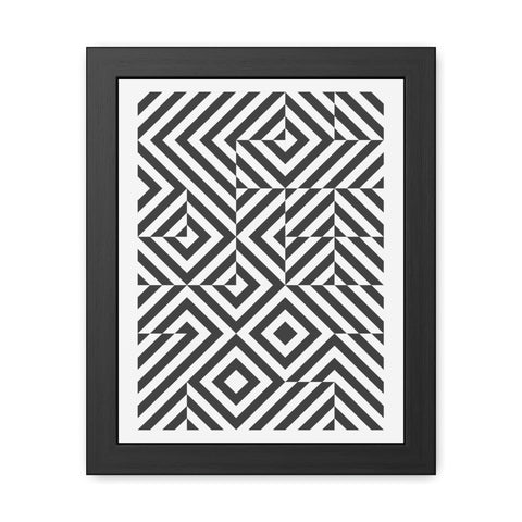 Gridline 2 - Modern Framed Poster | Black and White Geometric Art for Home Decor
