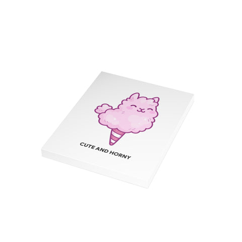 'Cute and Horny' Pink Cotton Candy Llama Greeting Card — Humorous Greeting Card - Illustrated, Funny, Snarky, Modern