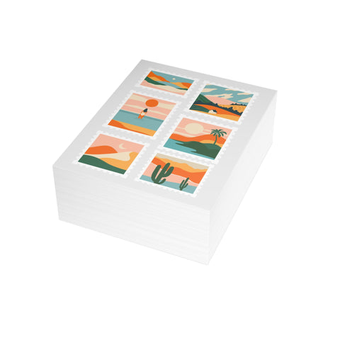 Scenic Stamp Collage Greeting Cards — Abstract Greeting Card - Illustrated, Beautiful, Modern
