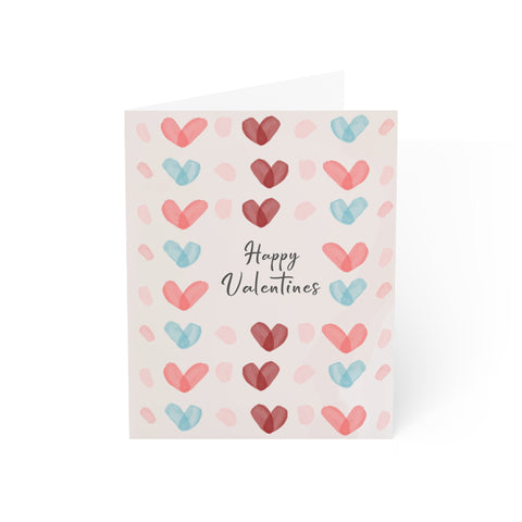 "Happy Valentines" Watercolor Hearts – Love / Valentine Greeting Card - Illustrated, Funny, Snarky, Modern