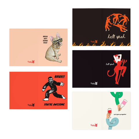 Friendship, You're Awesome Greeting Card Set -  5-Pack Variety Greeting Cards Set