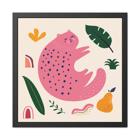 Cat lounger 1 - Whimsical Cat Framed Poster - Playful Wall Art for Cat Lovers
