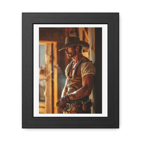 Cowboy 1 - Rustic Western Framed Poster - Cowboy Wall Art for Home Decor