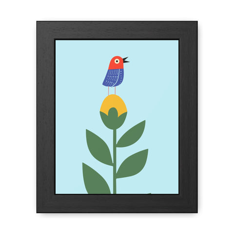 Childrana 2 - Colorful Bird & Flower Framed Poster – Cheerful Wall Art for Nature Lovers