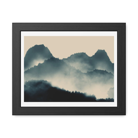 Foggy Morning 1 - Serene Mountain Framed Poster – Perfect Wall Art for Nature Lovers